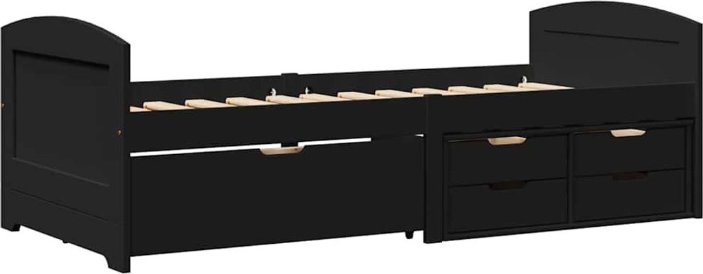 Tagesbett mit 5 Schubladen ohne Matratze IRUN Schwarz 90x200cm