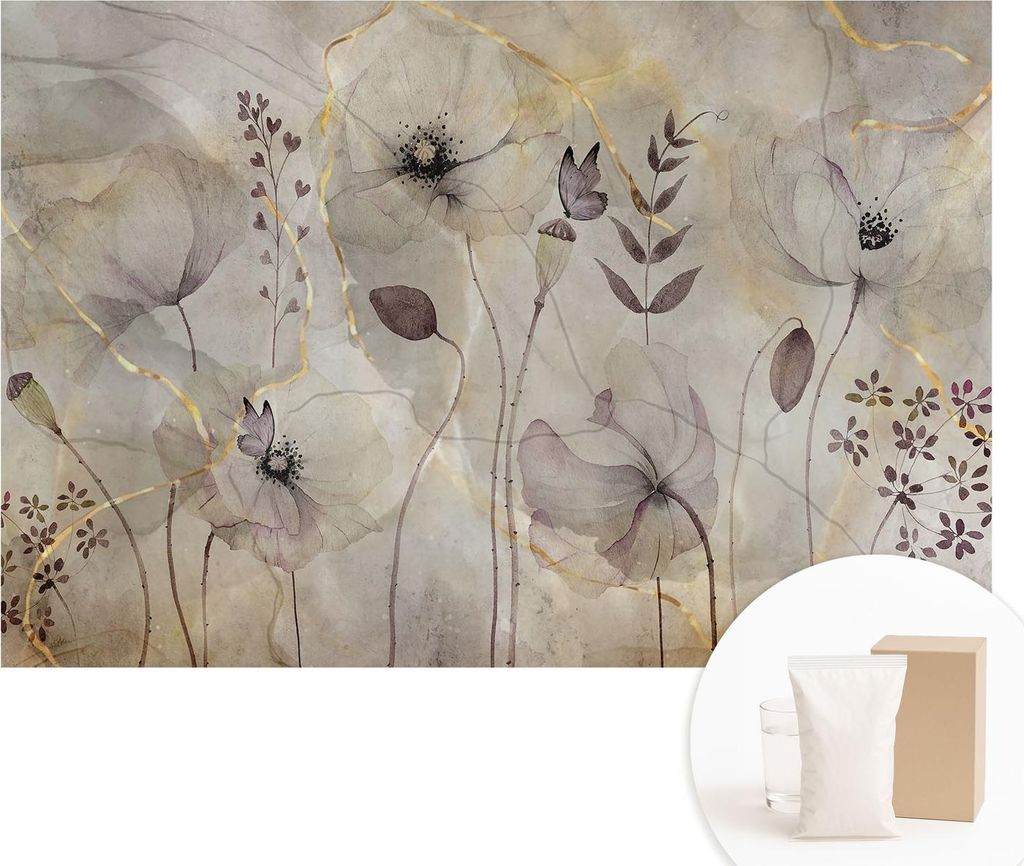 Fototapete - Wandbilder für Wohnzimmer - 104x70 cm - Dekorative Wandfolie - Modernes Design für Wanddekoration - Tapeten für Innenräume - Zarte...