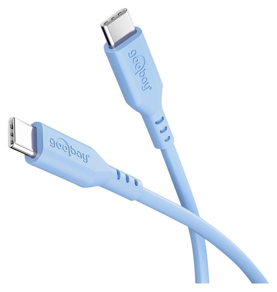 USB-C -Silikonkabel, 1,5 m, blau, weiches und robustes Ladekabel für USB-C -Geräte