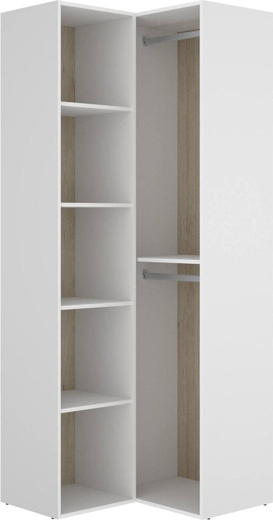 Dmora Großer Kleiderschrank Brandberg 84,5x205 cm Weiß 5 Böden