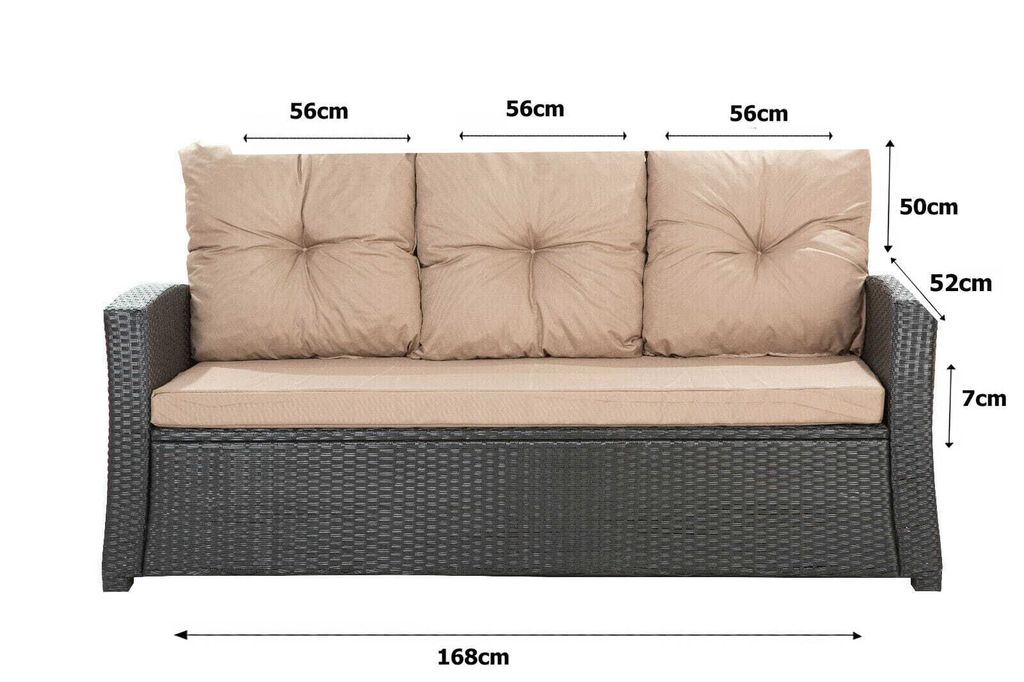 Vankúše na záhradnú pohovku Béžová| Sedadlo 168x52x7, Obrázok produktu 