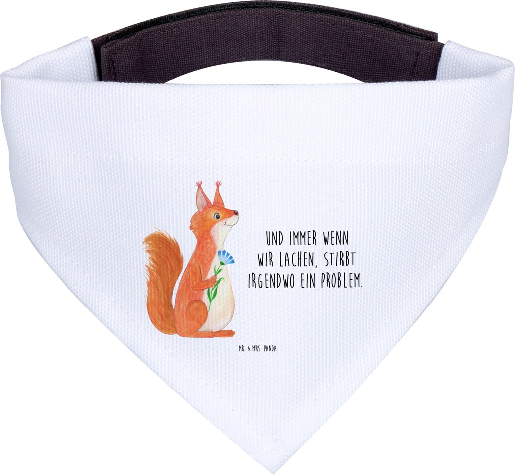 Mr. & Mrs. Panda Hundehalstuch Eichhörnchen Blume - Weiß - Geschenk, Motivation Sprüche, Spaß, glücklich Spruch, Halstuch, Tuch, Lachen, Hunde...