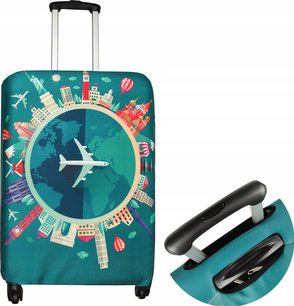 Sillar Kofferbezug Mit Flugzeugmotiv Größe M, flexibel, 62cm x 43cm x 27cm
