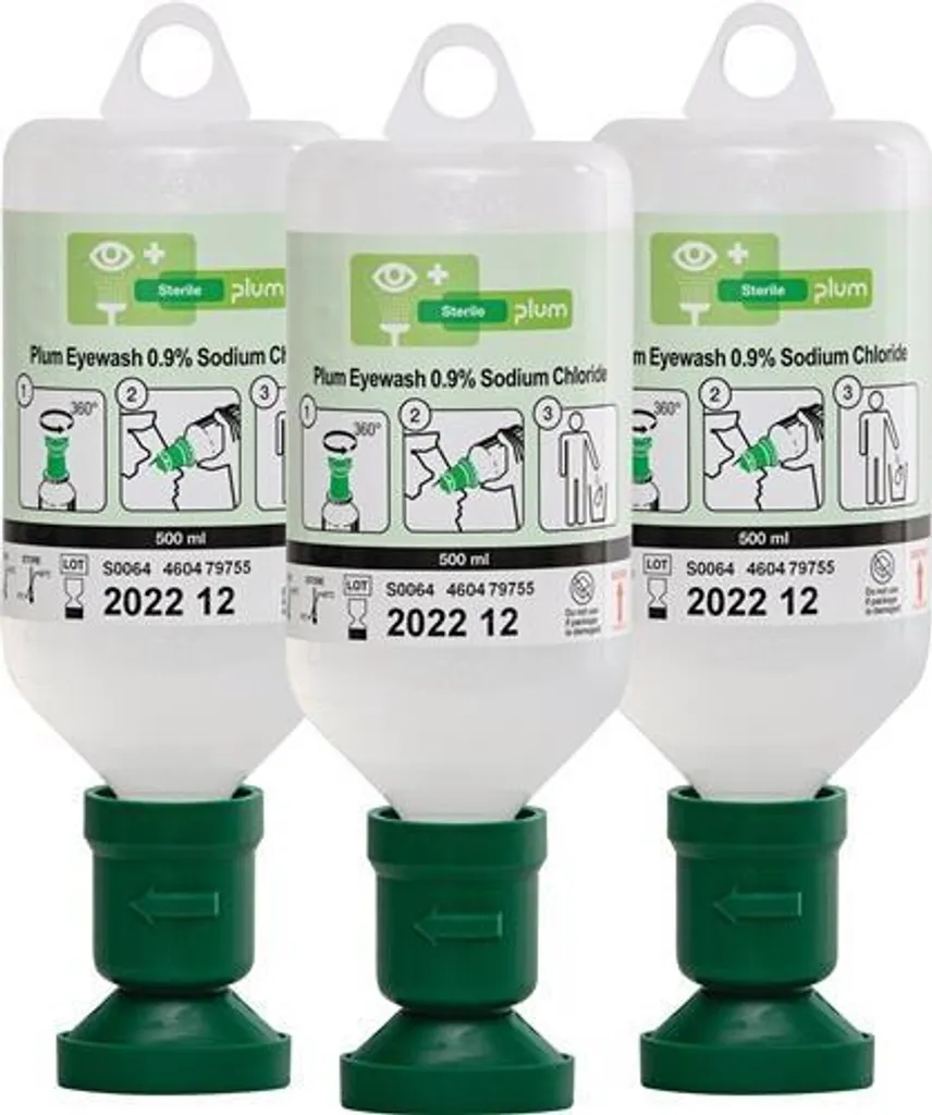 Lotion oculaire Plum 0,5L stérile 4613 : Rinçage oculaire pour urgences