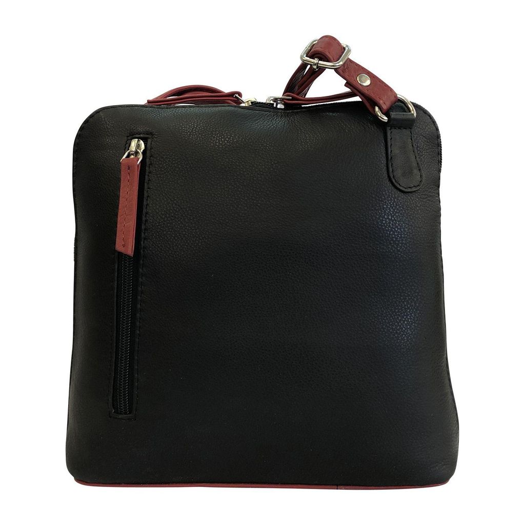 C1428 Cinino Crossbodybag Umhängetasche Ledertasche Schwarz/Rot