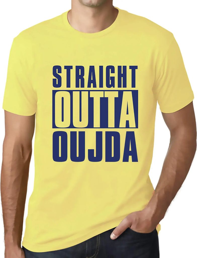 Herren Grafik T-Shirt Straight Outta Oujda Öko-Verantwortlich Vintage Jahrgang Kurzarm Lustige Druck Geburtstag Geschenk Mann