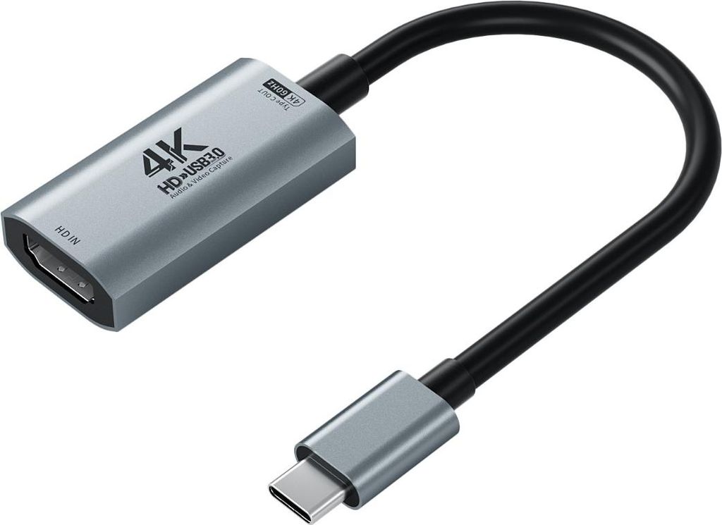 INF 4K60 HDMI Capture Card USB-C Adapter Aluminium 19cm für Streaming