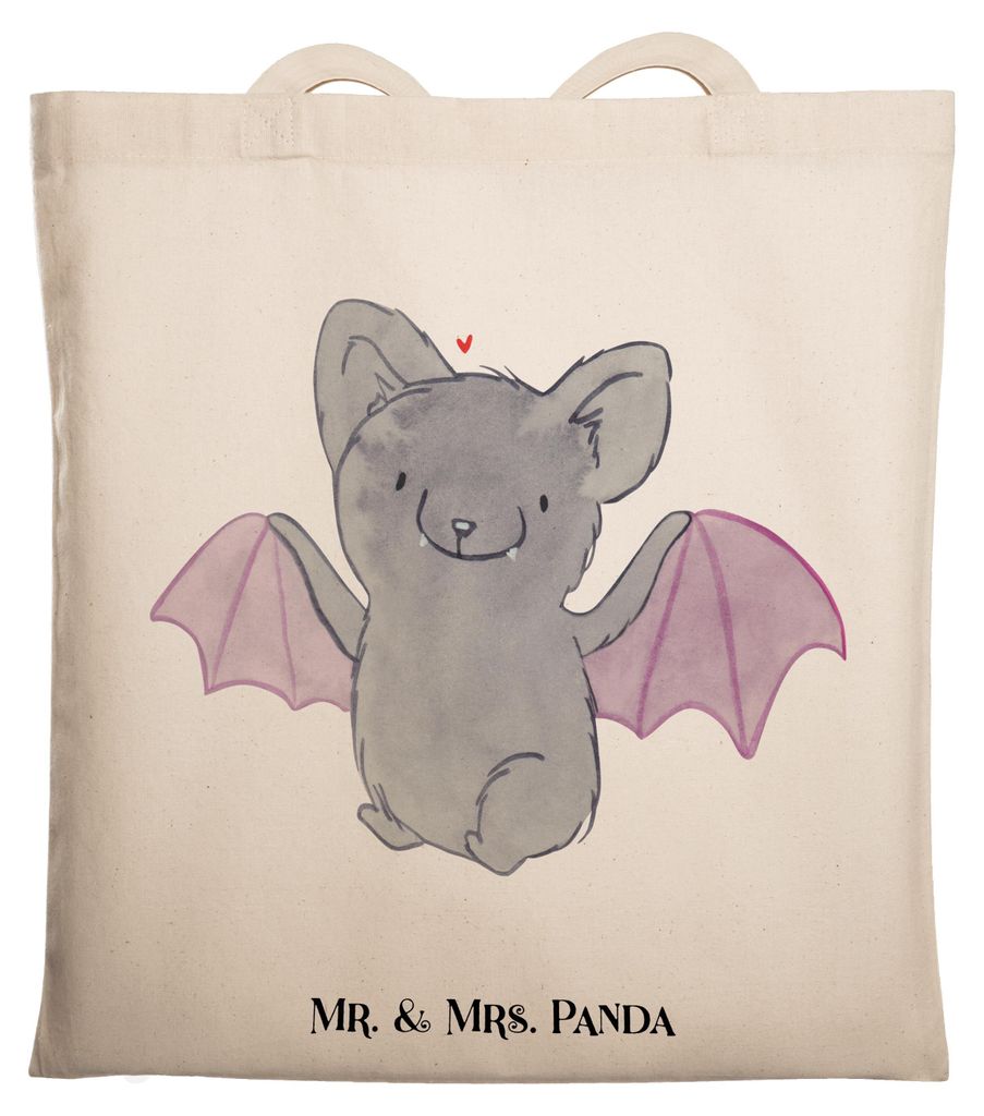 Mr. & Mrs. Panda Schultasche Fledermaus Classic - Transparent - Geschenk, Shopping Tasche, Dekoration, canvas, Tote Bag, Jutebeutel, Stoffbeutel