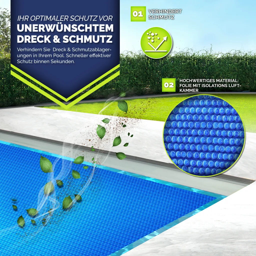 tillvex® Premium telo solare per piscina 400 µm Rettangolare 800x400 cm | telo solare termico tagliabile a misura | telo solare copertura solare | telo solare per riscaldamento piscina telo solare per riscaldamento acqua - 5