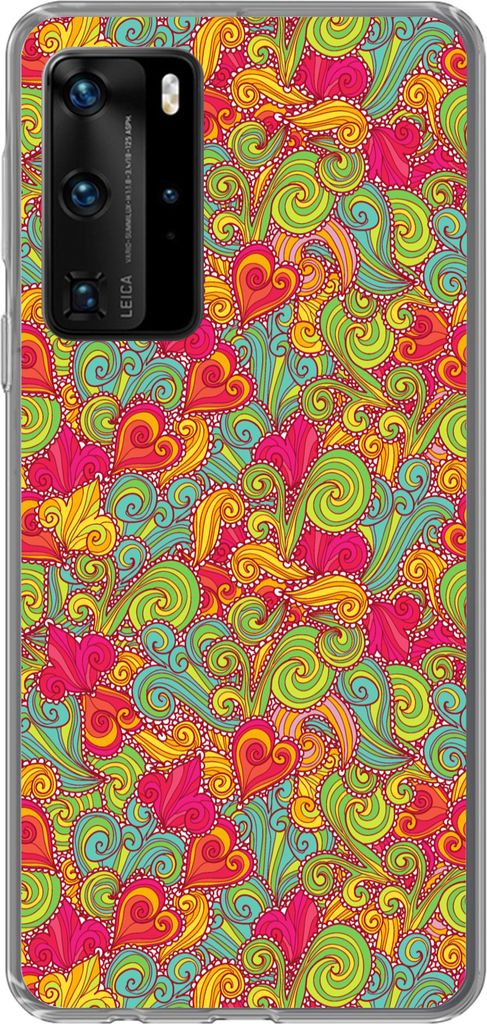 MuchoWow Handyhülle Schutzhülle Hülle für Telefoonhoesje Huawei P40 Pro Mädchen - Herz - Locken - Muster - Mädchen - Kinder - Kinder - Kind...