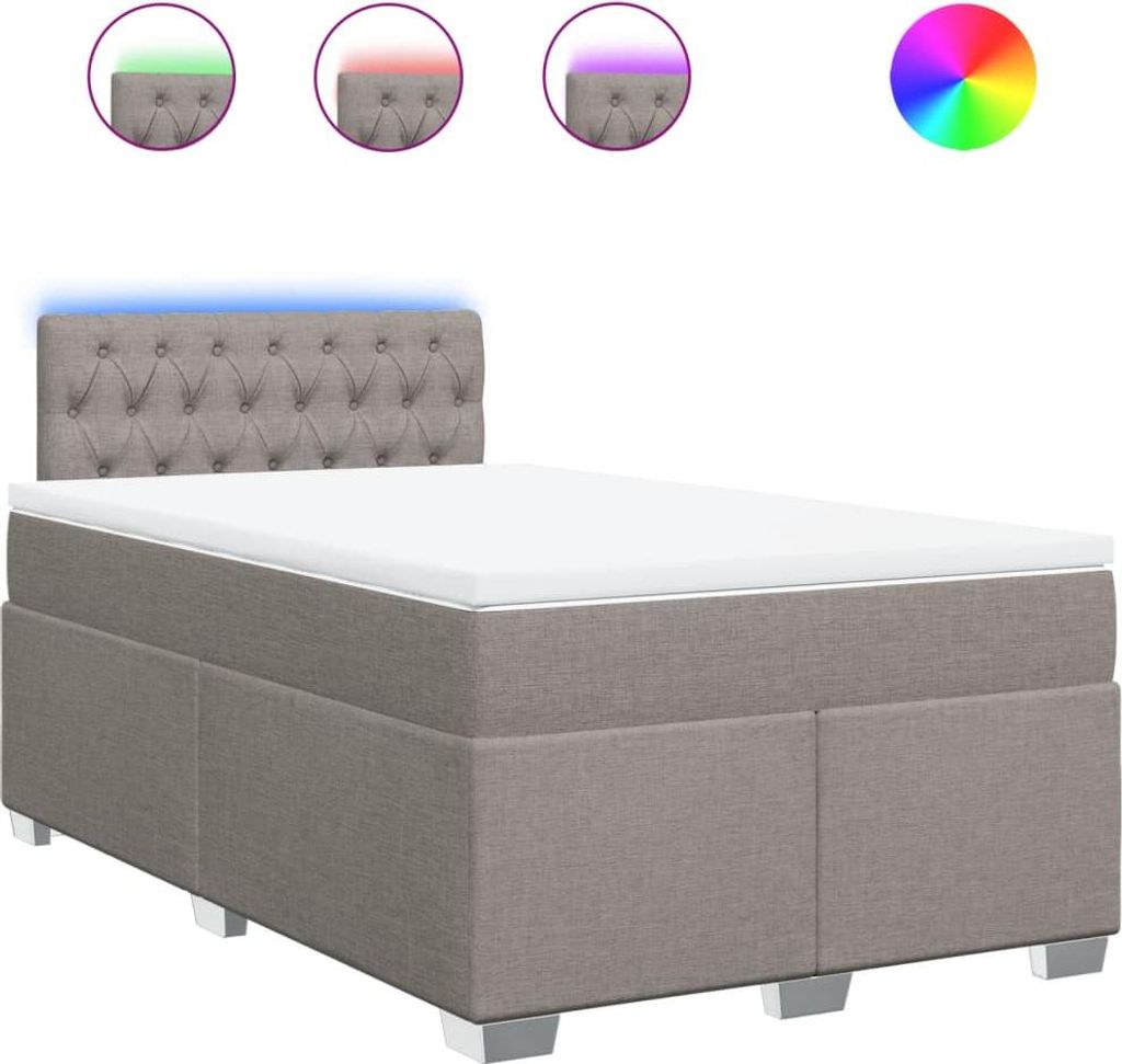 vidaXL Boxspringbett mit Matratze Taupe 120x200 cm Stoff