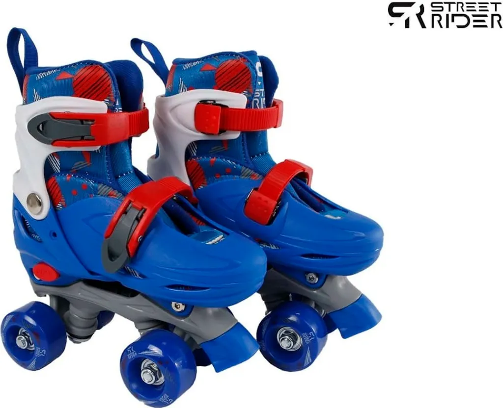Fini les pieds serrés : Patins à roulettes extensibles 31-34 Bleus