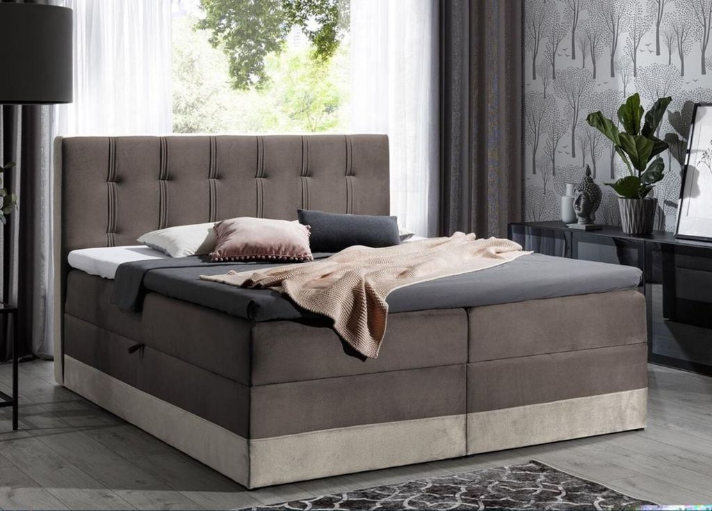 Polsterbett Boxspring 120x200 MARYLIN – Braun + GRATIS Topper