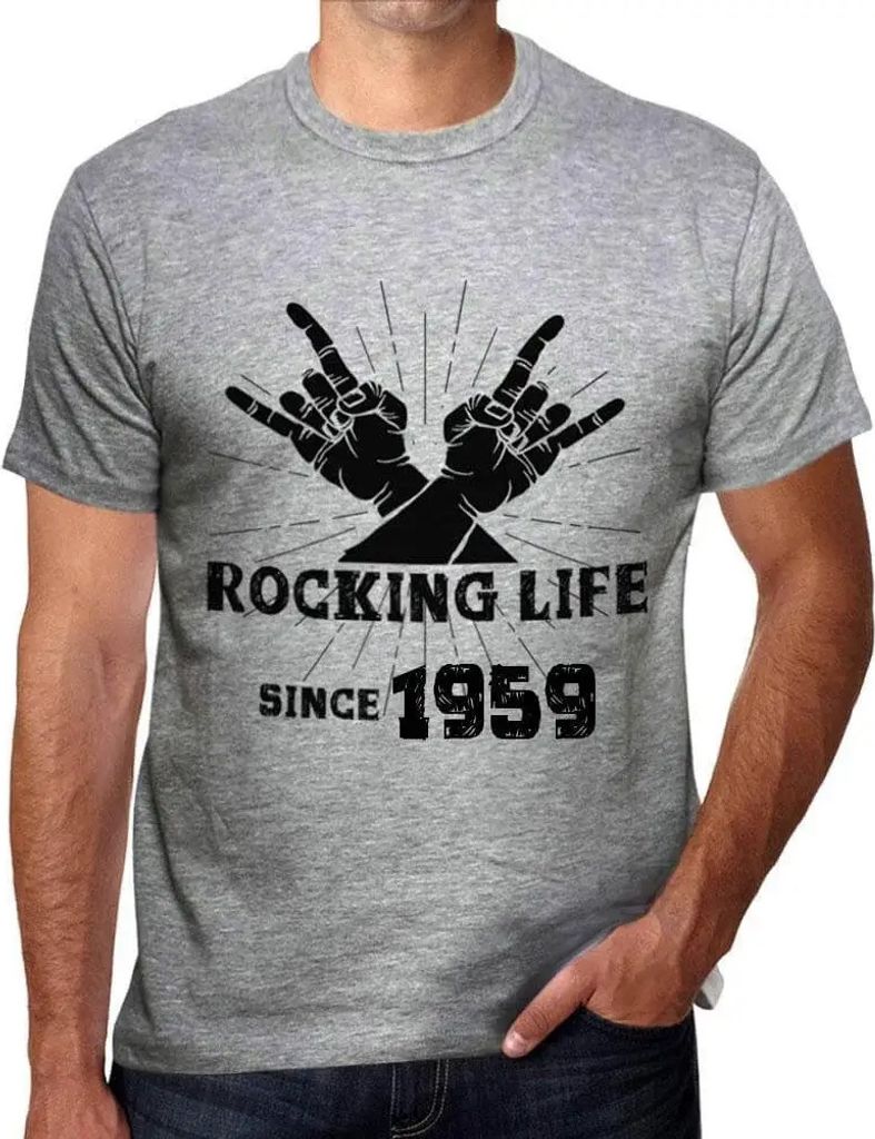 Herren Grafik T-Shirt Das Leben rocken seit 1959 – Rocking Life Since 1959 – Geschenk 65. Geburtstag Jahrestag 65 Jahre Jubiläum 65 Jährige Mann