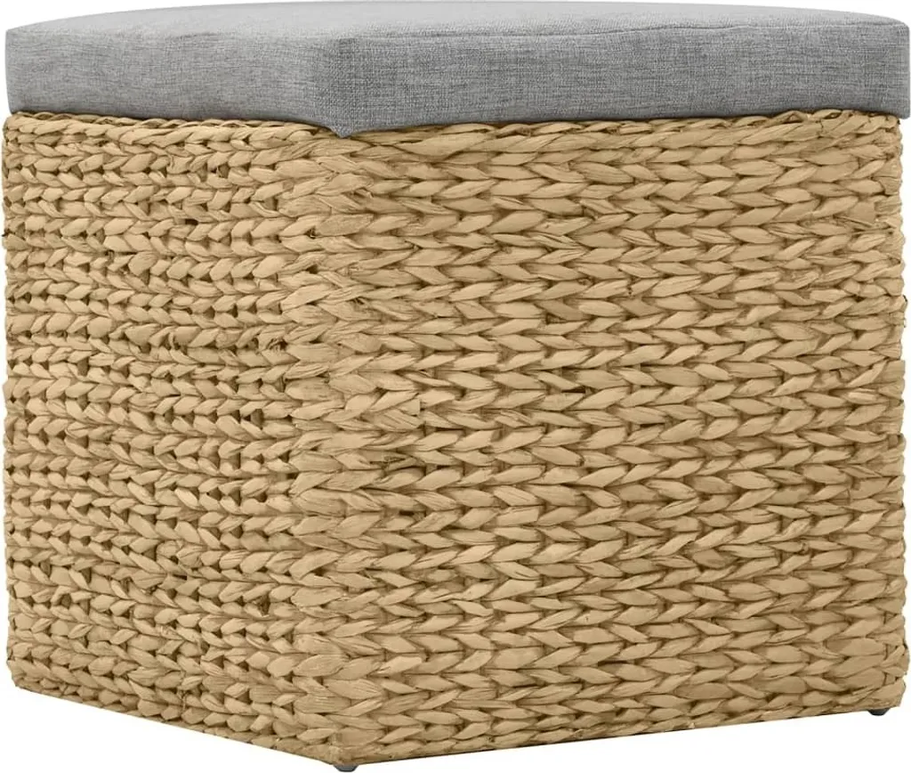 Optimisez l'espace : Set 2 ottomans gris de rangement en jonc de mer