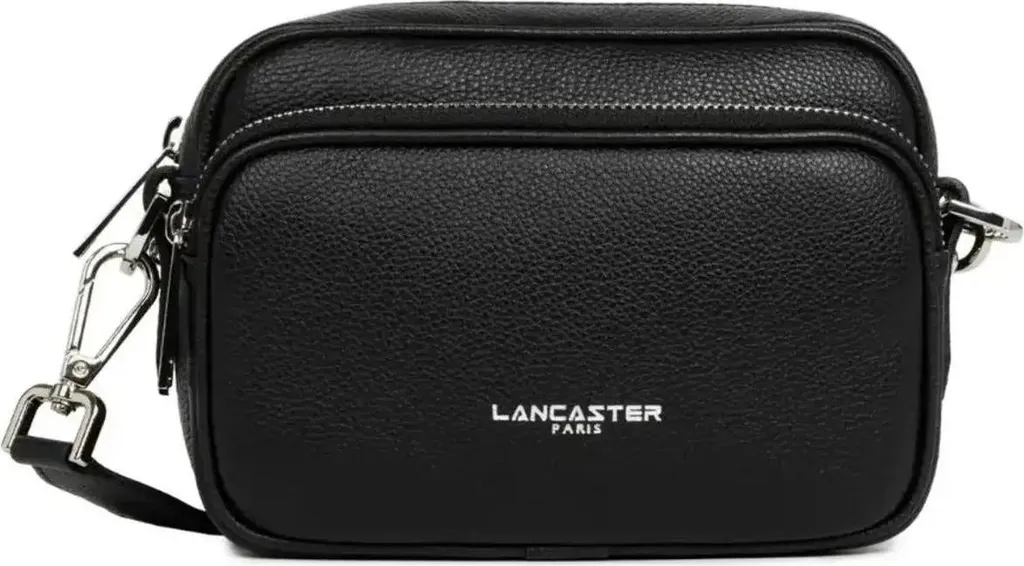 Sac bandoulière Lancaster en cuir noir Milano Ama avec double zip chic