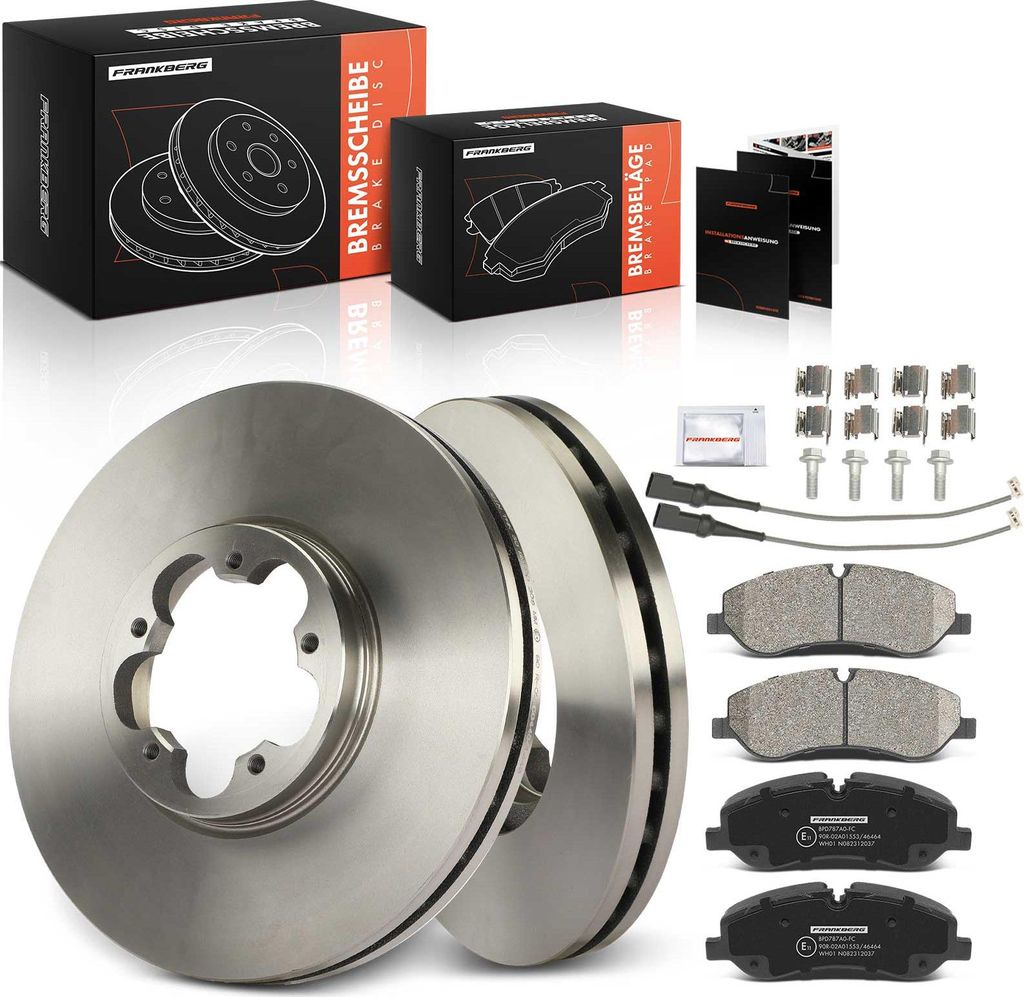 Frankberg 2x Bremsscheiben 4x Bremsbeläge Vorderachse für Ford Tourneo Custom V362 Transit Custom V362 Transit V363