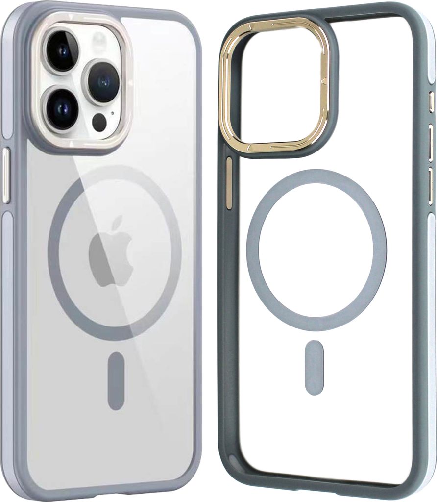 Wörleonline iPhone 15 Pro Max Hülle transparent Case kompatibel mit MagSafe Schutzhülle, Grau