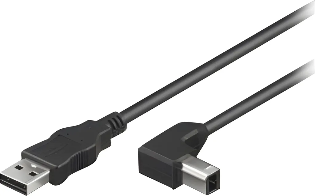 Câble USB 2.0 Type B Mâle Coudé 1m Noir Techly pour Espaces Restreints - 4