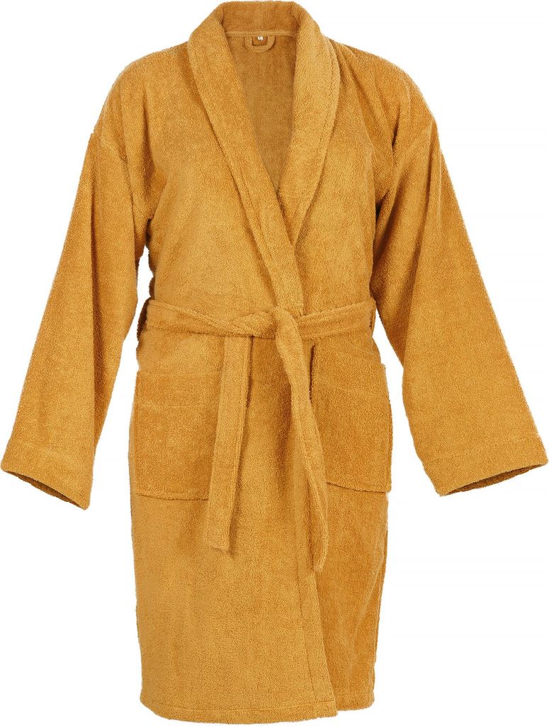 DoubleLife Bademantel - 100% Baumwolle, davon 50% Recycelte - GRS - Größe L - Gelb