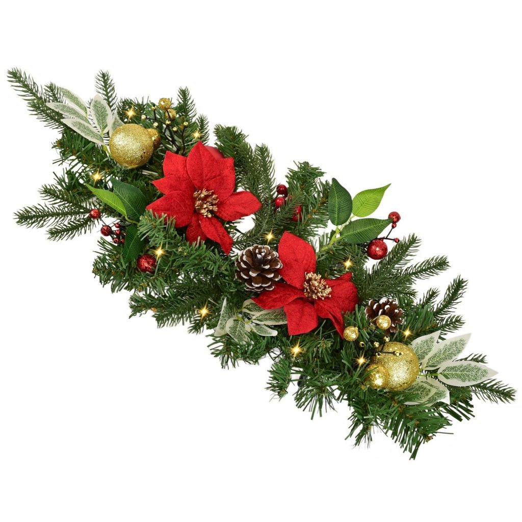 Girlande mit rotem Weihnachtsstern 10×LED 60x25 cm