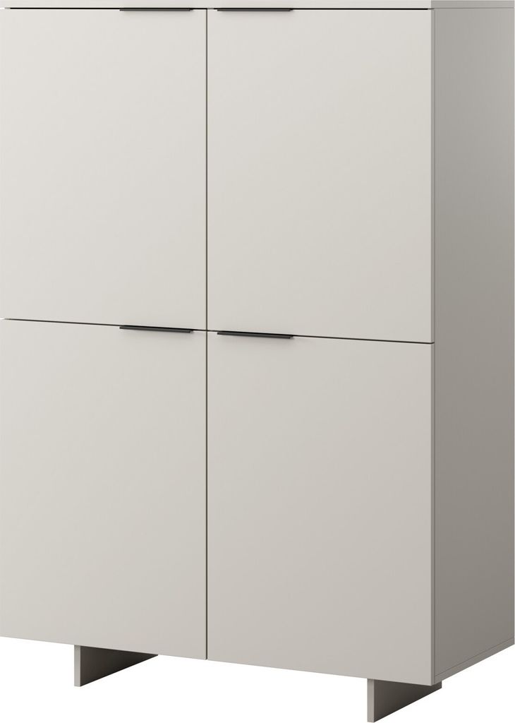 Furniture24 Kommode Alma 4D Highboard 100X145X42 Cm 4 Türiger Hochschrank Kaschmir