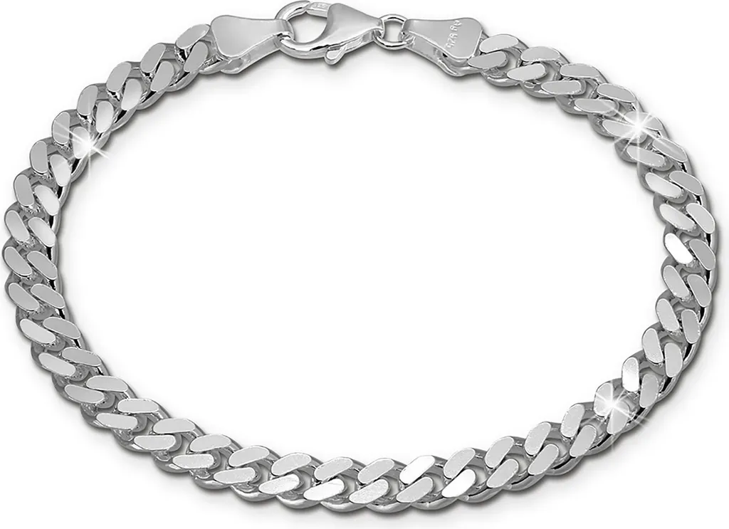 Bracelet en Argent 925 Poli Miroir Maille Panzer 19cm SilberDream