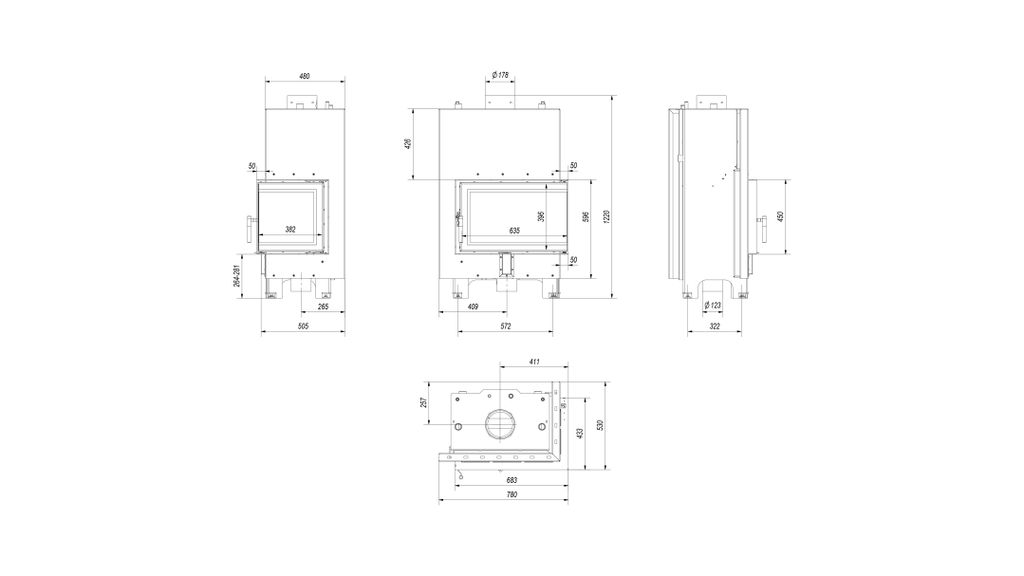 Wasserführender Kamineinsatz MBM rechts 12 kW Ø 180 Produktbild 6