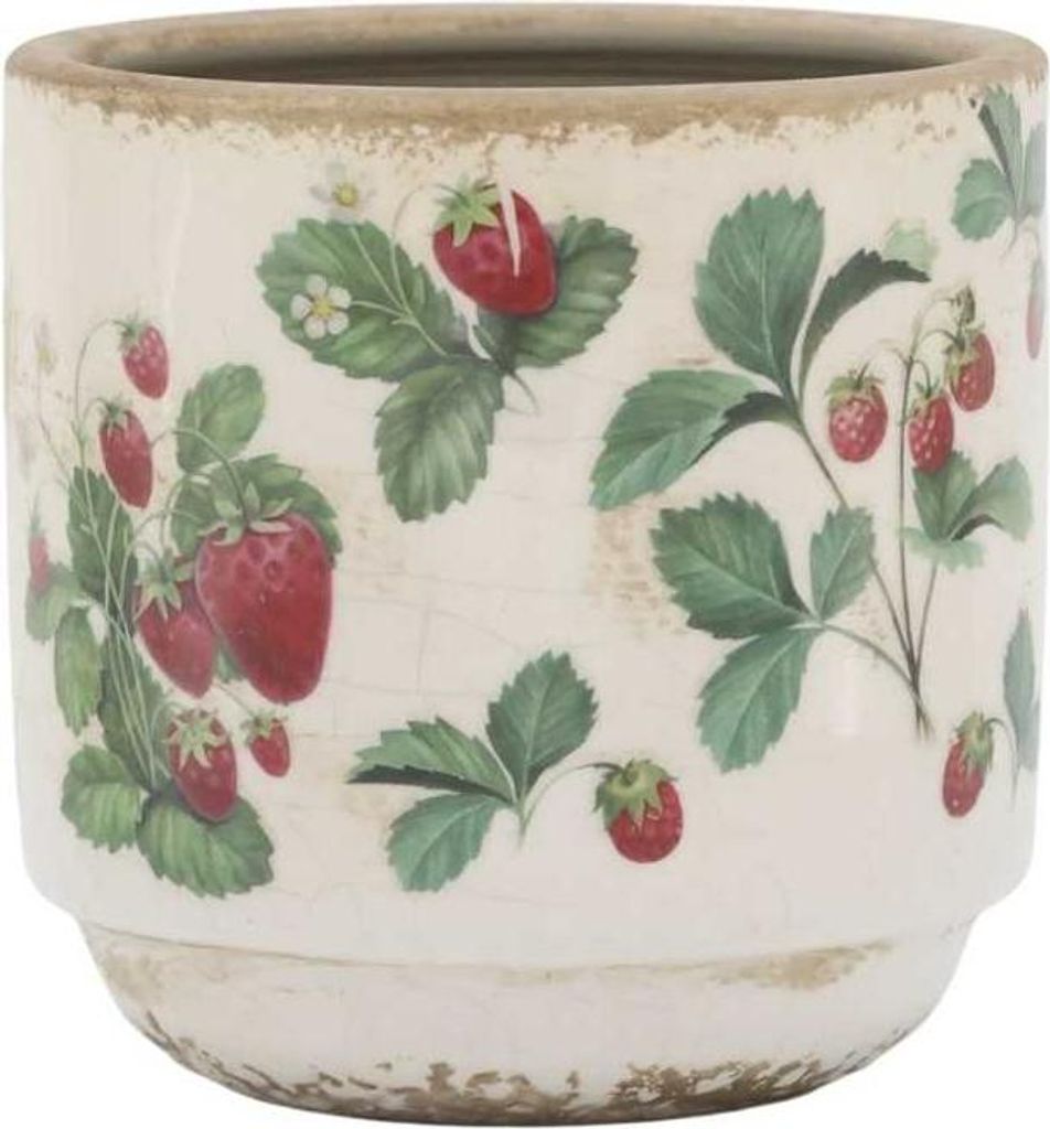 Chic Antique Blumentopf FRAISES Übertopf mit Erdbeeren 10x10 cm