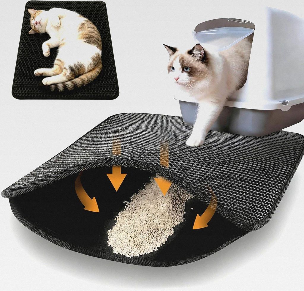 Katzenklo Matte Katzenstreu Matte Wasserdicht Doppelte Waben Design Vorleger Fängt Effektiv für Katzentoilette