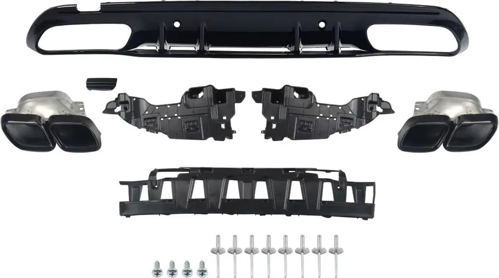 Diffuseur Arrière W205 AMG Look C63 - Kit Échappement Noir Mercedes