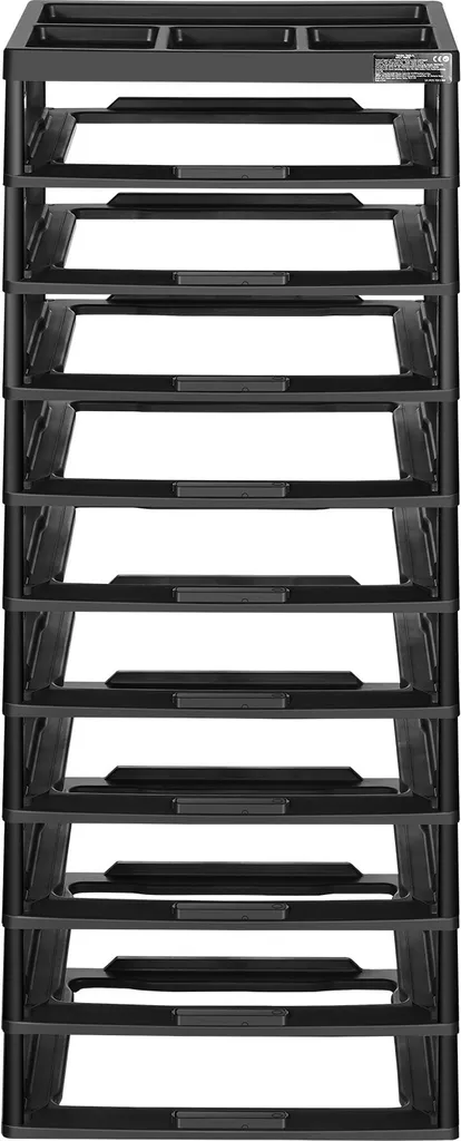 SucceBuy Organiseur de Rangement 10 Niveaux Noir avec Plateau Supérieur