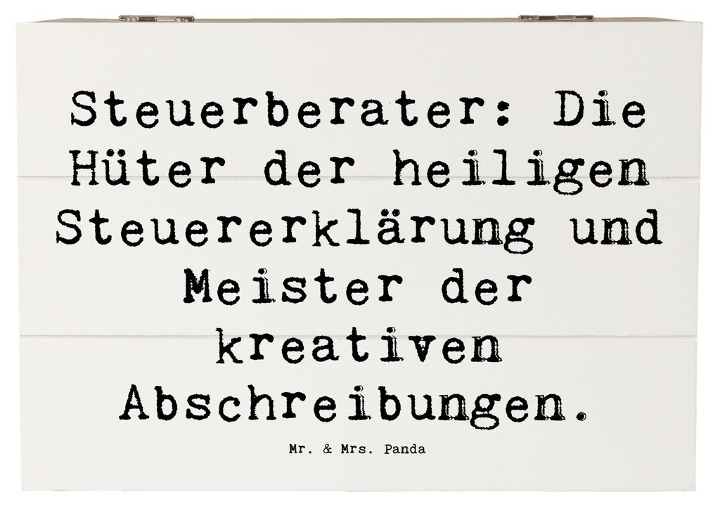 Mr. & Mrs. Panda Geschenkbox Spruch Steuerberater Helden 22 x 15 cm - Weiß - Geschenk, Steuergenies, schatztruhe, Holzbox, Steuerkunstwerke, Gesch...