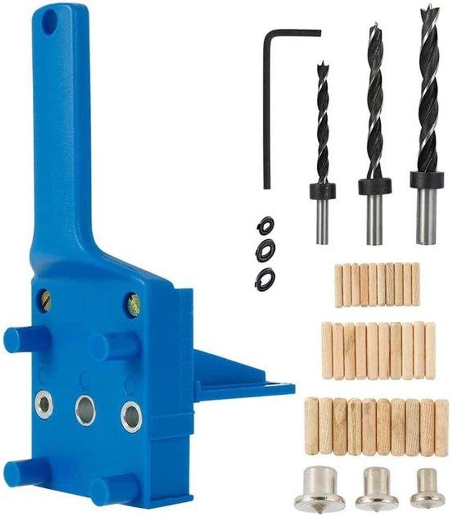 Holzbearbeitung Dowel-Jig-Kit 6/8/10mm Handheld Holzbearbeitung Bohrset für den Einsatz mit meisten Hand-Holzbearbeitungsmaschinen Blau