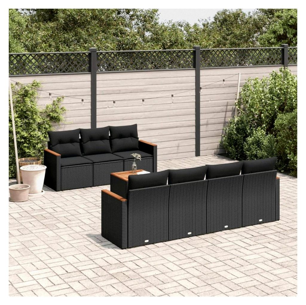 Gartenlounge aus Rattan mit Stauraum, Loungemöbel Set für den Außenbereich