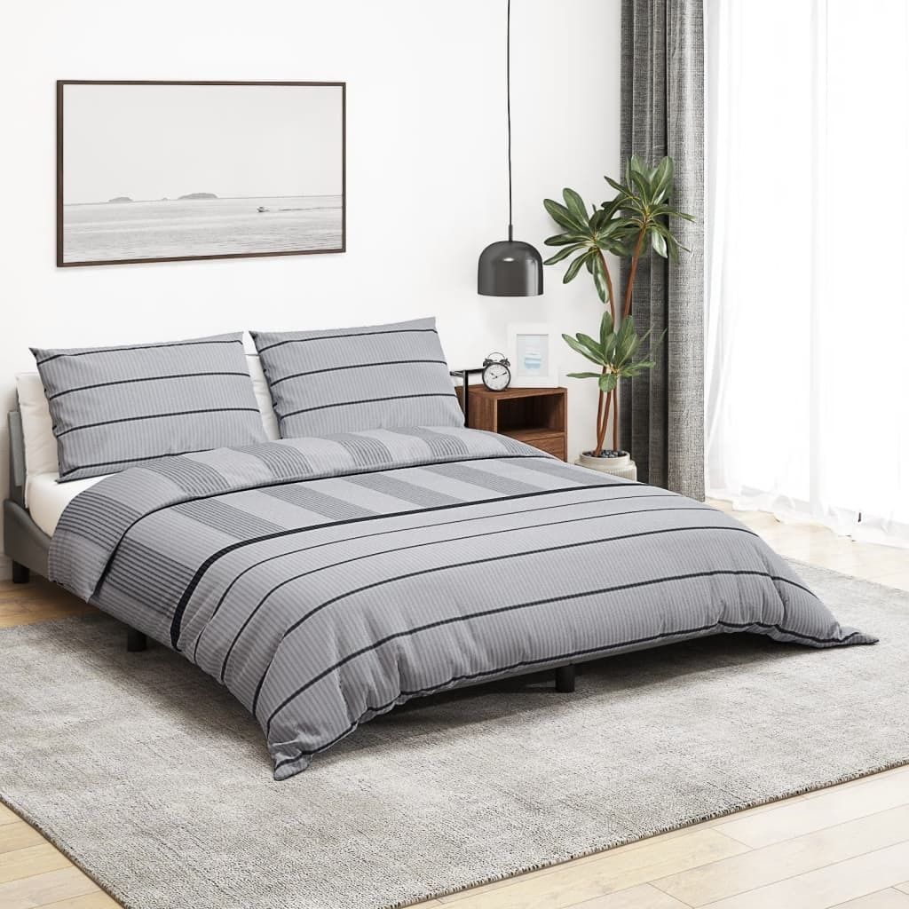(Robust Möbel)Bettwäsche-Set Moderne für Schlafzimmer - Bettzeug-Set - Grau 225x220cm Baumwolle DE794636 - Bettwäschen