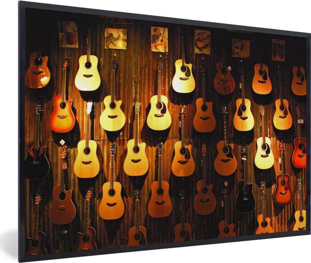 MuchoWow® MuchoWow® Gerahmtes Poster Viele Akustikgitarren Produktbild 