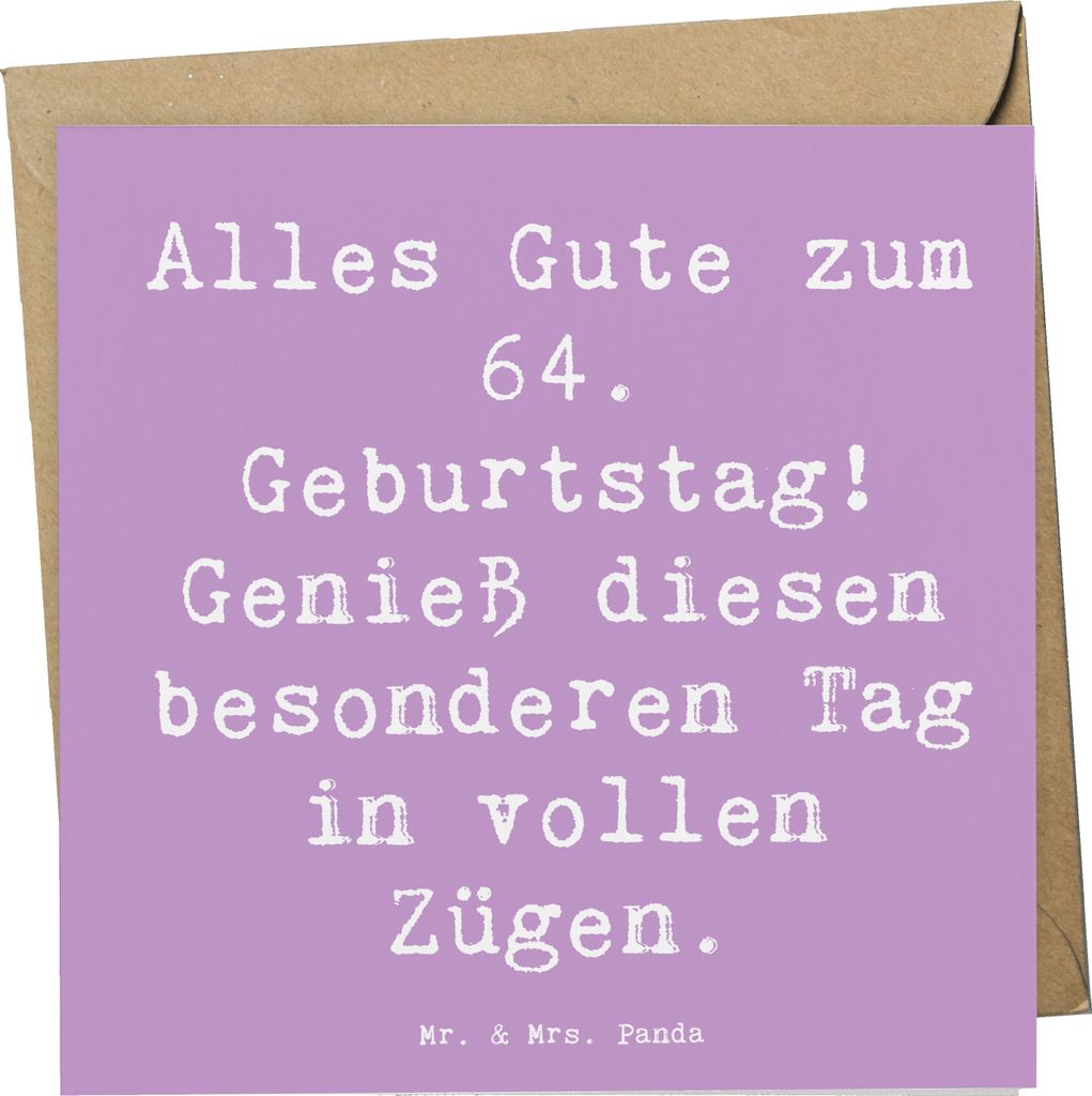 Mr. & Mrs. Panda Klappkarte Spruch 64. Geburtstag - Lavendeltraum - Geschenk, doppelkarte, Grußkarte, Glückwunschkarte, Alter, anlasskarte, Happy...