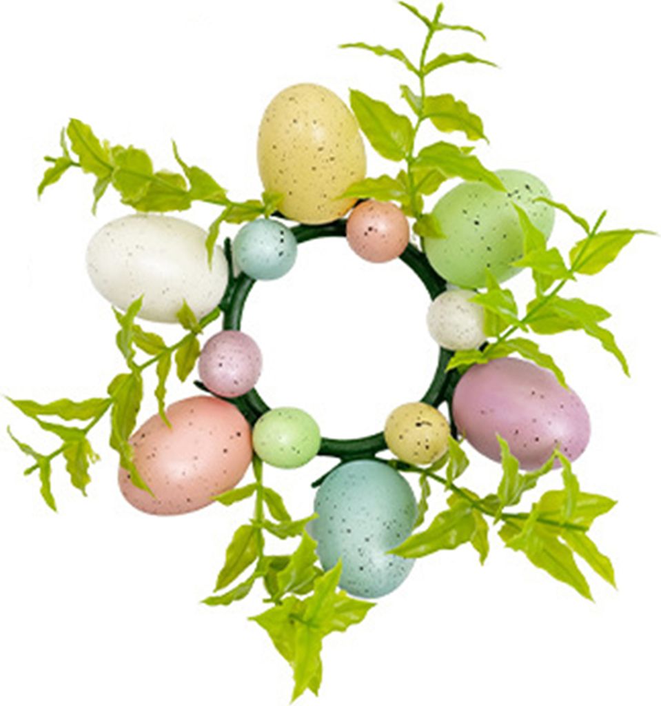 Ostereier-Kerzenringe, Kranz, künstlicher Ostereier-Kerzenhalter, Mini-Kranz, Frühlings-Eier-Kerzenring für die Dekoration von Urlaub, Zuhause u...
