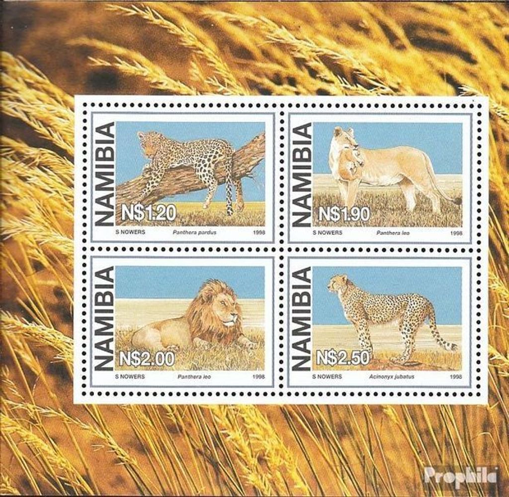 Briefmarken Namibia - Südwestafrika 1998 Mi Block37 (kompl.Ausg.) FDC Einheimische Großkatzen