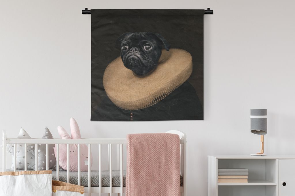 MuchoWow Wandteppich Wandbehang Hund - Kleidung - Mittelalter 90x90 cm Tapisserie Dekoration Wandtuch - Wandaufhänger