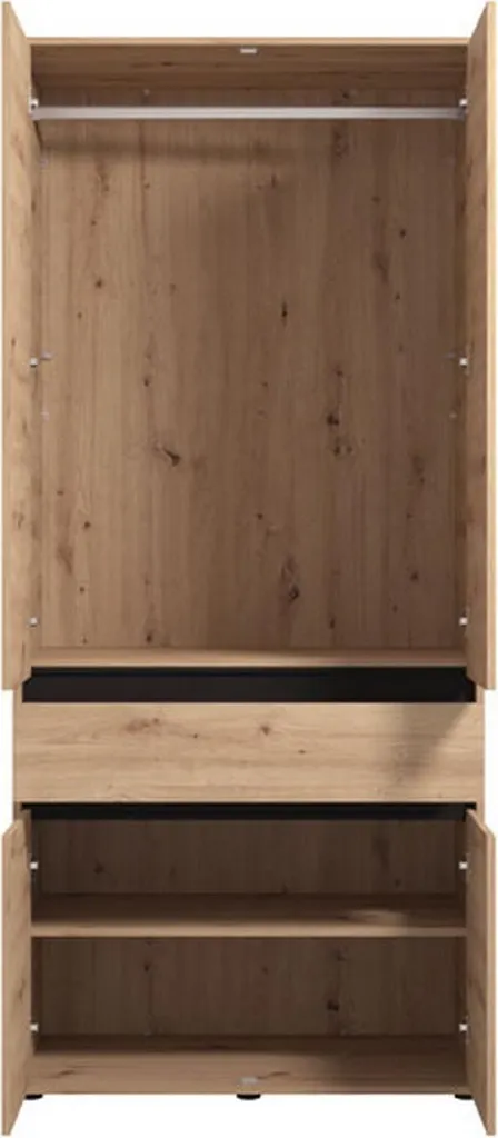 Armoire Gain de Place 93x211h cm Chêne Marron pour Ranger vos Affaires