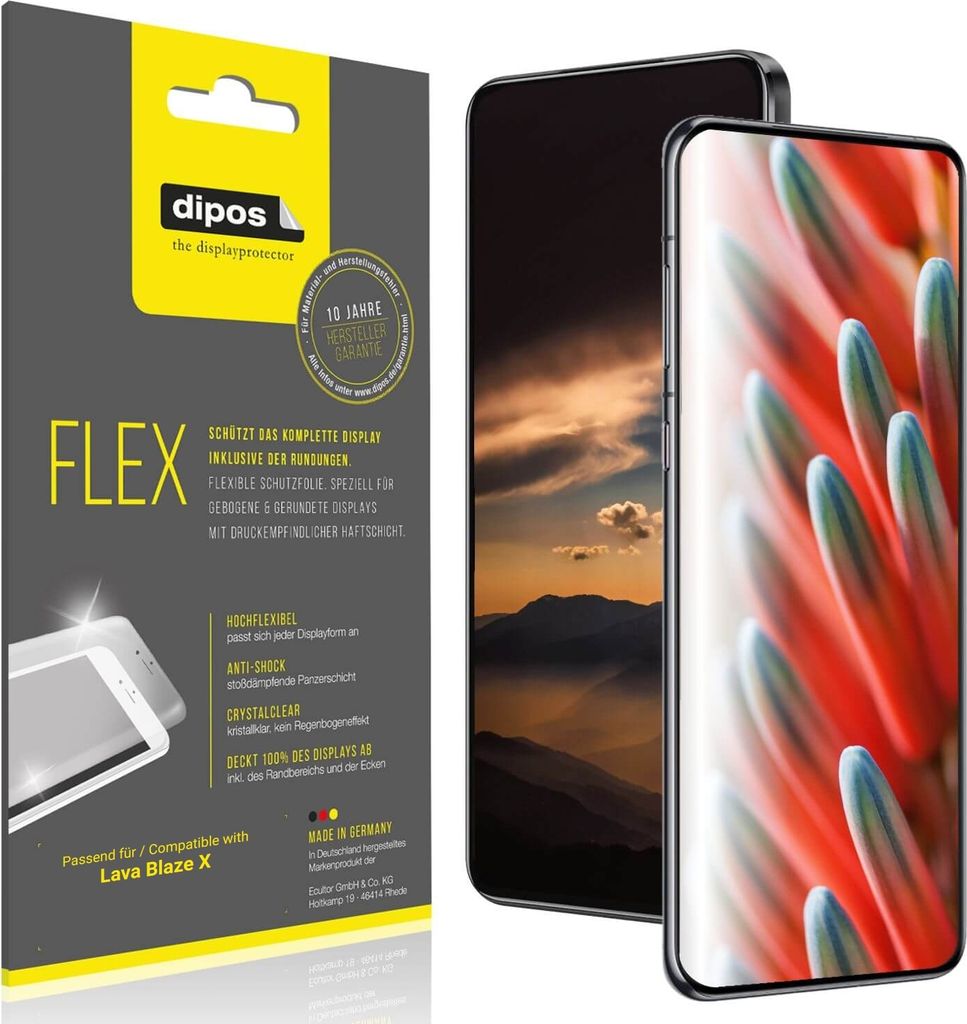 2x Schutzfolie für Lava Blaze X Folie, 100% Displayabdeckung, dipos Flex