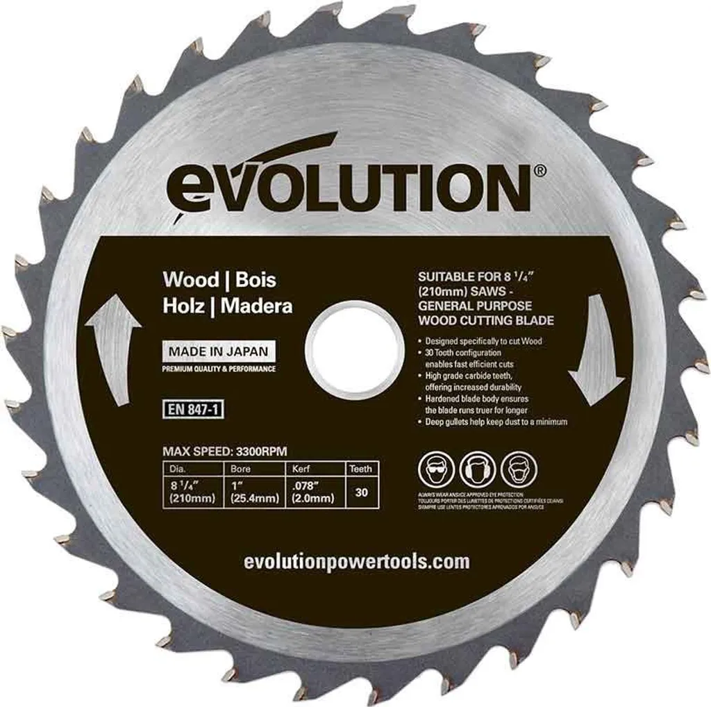 Scie à onglet 210 mm lame Widia Evolution pour découpes bois nettes