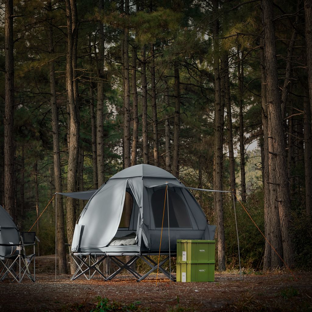 SoBuy OGS32-L-HG Feldbett mit Zelt 2 Personen 7in1 Wurfzelt Produktbild 