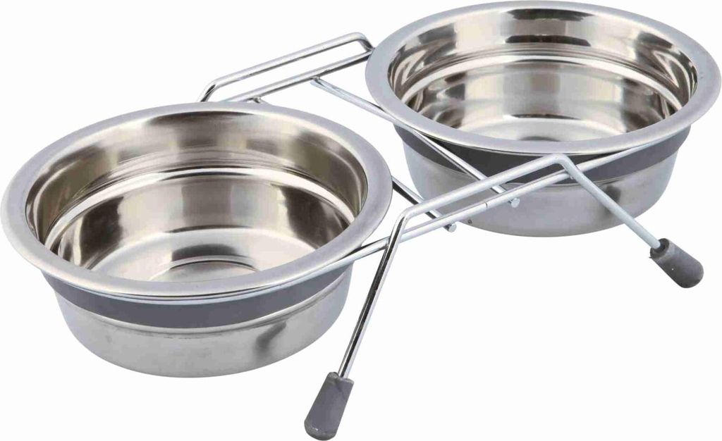 TRIXIE Napf-Set mit Klapperschutz - grau - 2 × 0,45 l/ø 13 Produktbild 