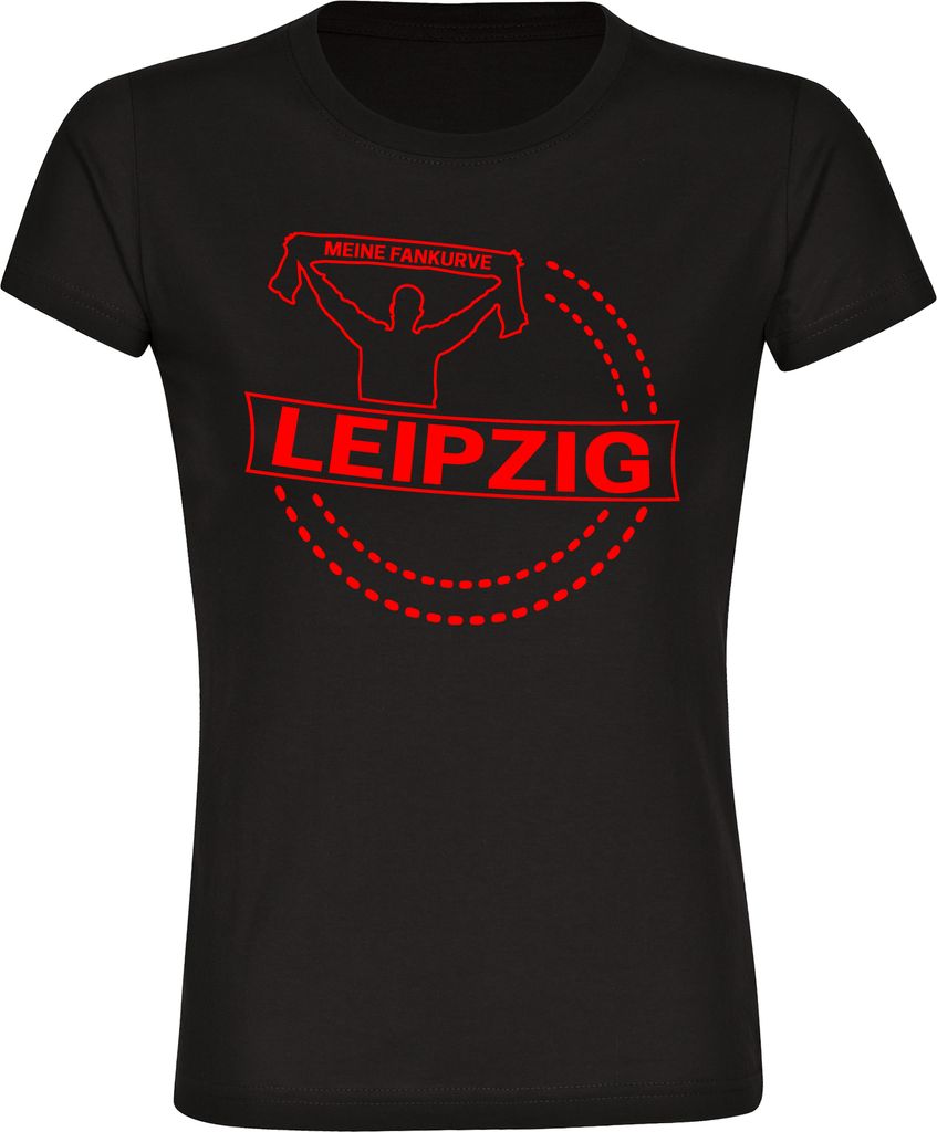 multifanshop Damen T-Shirt - Leipzig - Meine Fankurve, schwarz, Größe S