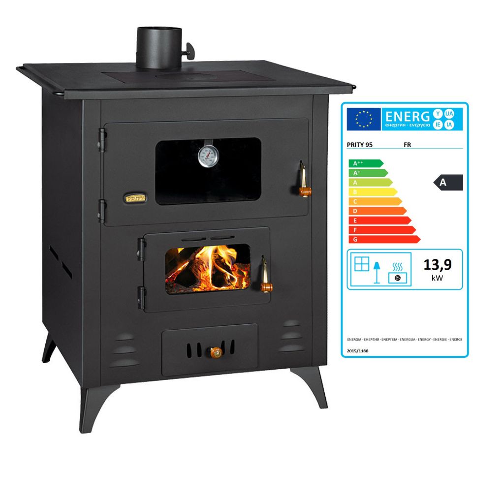 Houtfornuis met oven Prity FR 13,9 kW – stalen kookplaat, Productafbeelding 