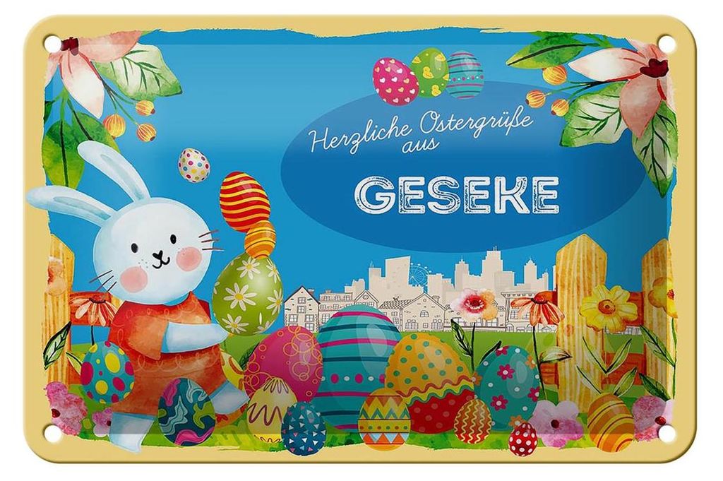 Blechschild Ostern Ostergrüße 18x12cm GESEKE Geschenk Deko
