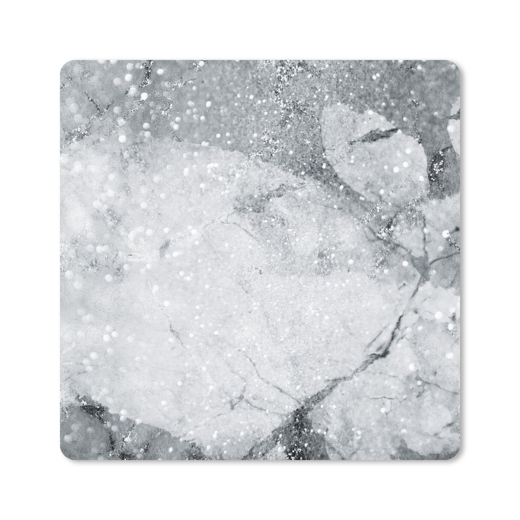 MuchoWow Mauspad Mousepad Marmor - Glitter - Grau 20x20 cm - Mousepads - Maus Mat - Pad - Mausunterlage - Desk Mat - Bureauartikeln